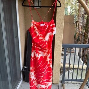 Equipment Strapless Red and White Dress